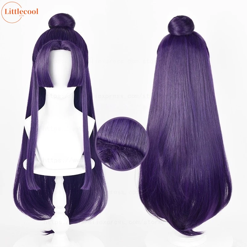 

High Quality Anime Jinshi Cosplay Wig 85cm Long Dark Purple Heat Resistant Synthetic Hair The Apothecary Diaries Wigs + Wig Cap