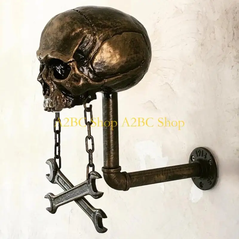 

A2BC Motorbike Helmet Holder Wall Mount Helmet Rack Helmet Stand Skull Head Holder