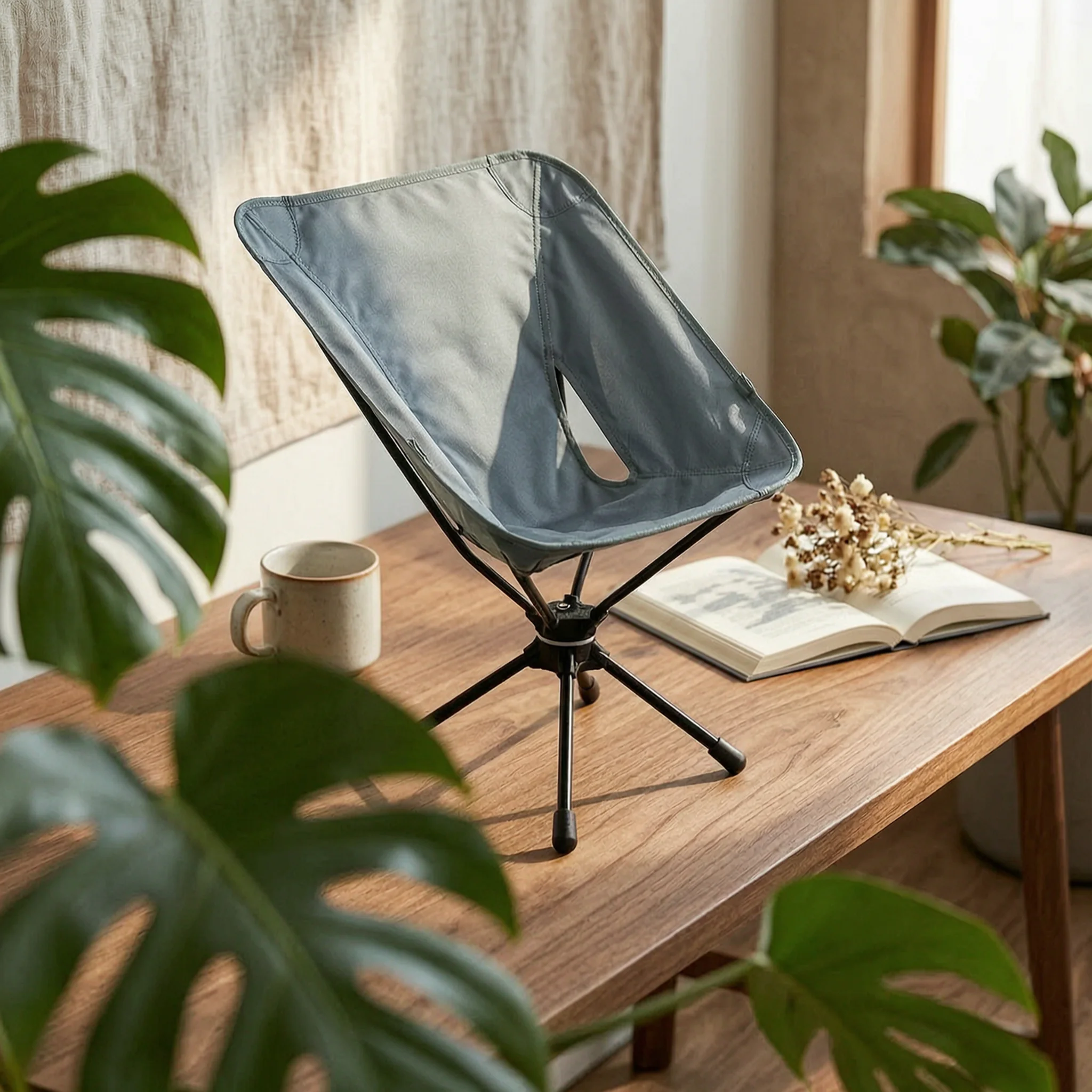 Campinghocker Folding Swivel Chair Heavy-duty Outdoor Chair Portable Camp Seat for Relaxing by the Fire