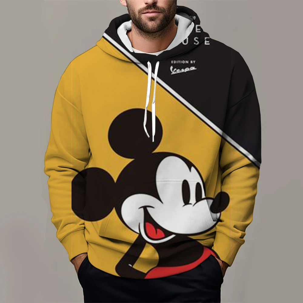 2024 New Fashion Men Pullover Cartoon Anime Mickey Mouse Women Hoodies Autumn Winter Black Couple Sweatshirt Clothing