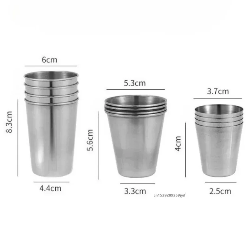 Set of 4 Stainless Steel Outdoor Portable Drinking Mini Cups with Carrying Case for Hiking Camping Travel Compact Water Bottles