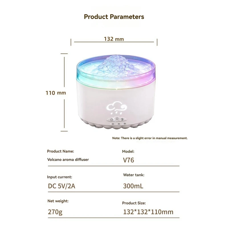 Essential Oil Diffusers Volcano Jellyfish Aromatherapy Diffuser For Home 300Ml Humidifier Desktop Atmosphere Night Light