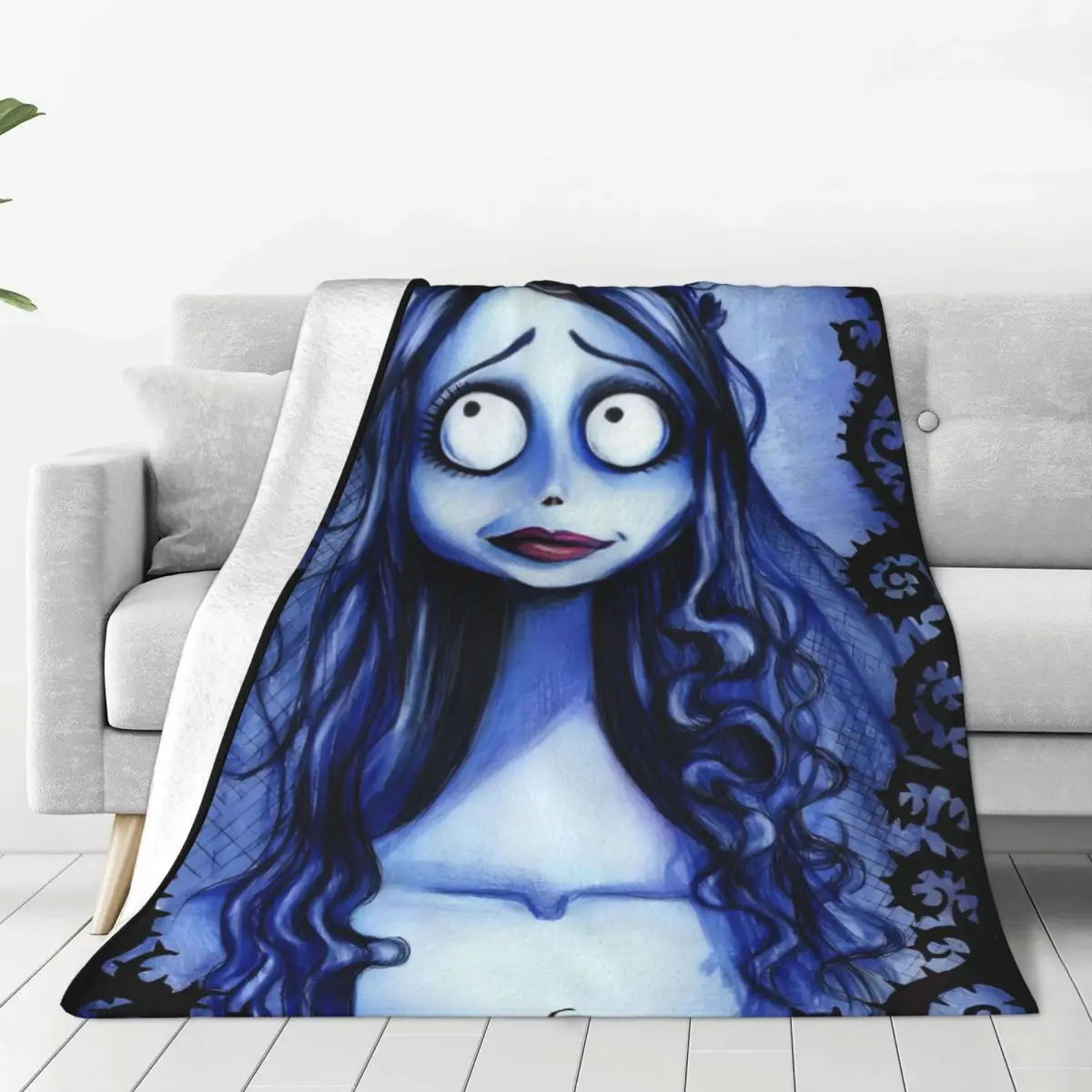 Custom Anime Movie C-Corpse Bride Blankets Warm Flannel Sorrow Love Story Throw Blanket for Home Bedroom Sofa