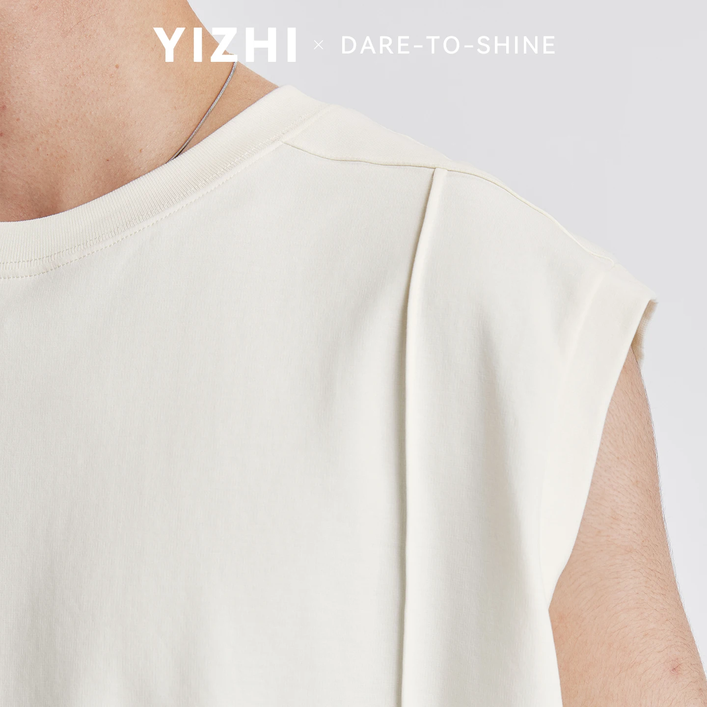 Heavyweight Solid Sleeveless Tank Top Men 3D Cutting Slightly Wide Drop Shoulder Simple Casual Inner Base Layer Shirt