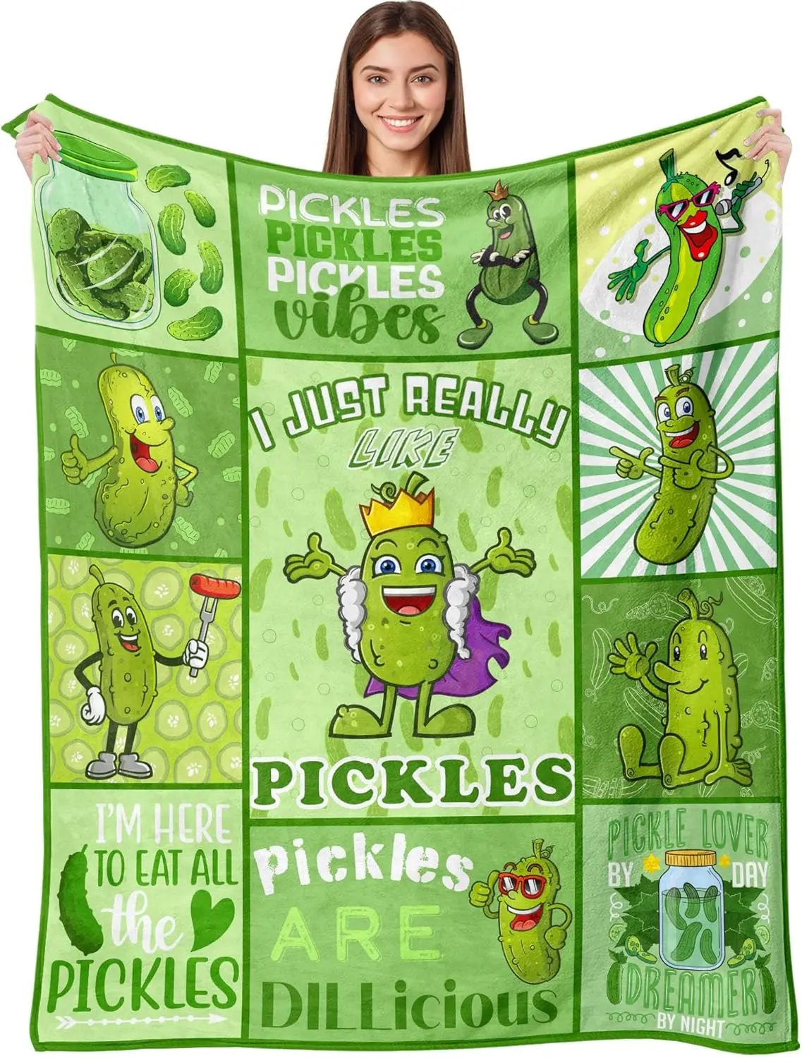 Manta de pepinillos Aipon, regalos para amantes de pepinillos,manta ligera y acogedora suave verde f