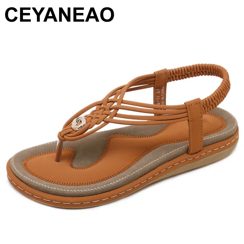 CEYANEAOSummer Fashion Sandals Woman Platform soft leather large size Flip Flops sandals comfortable shoes6colors available