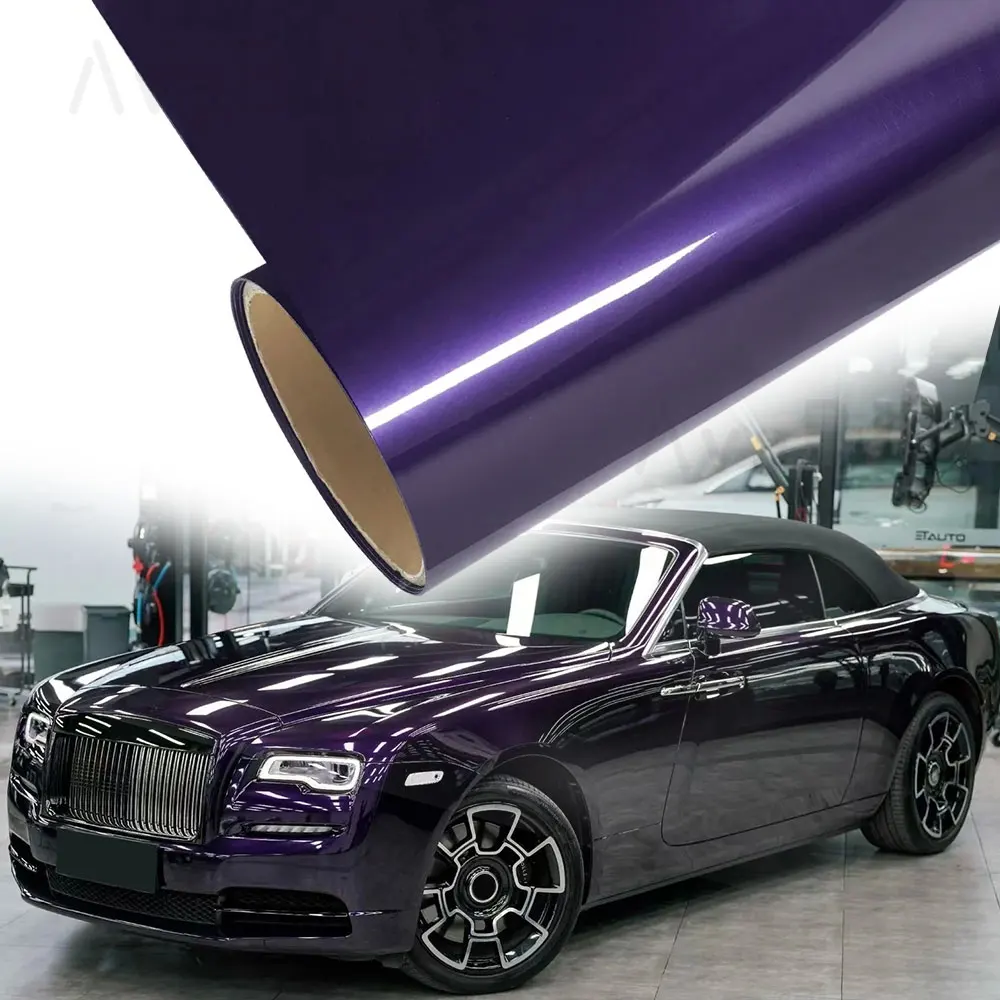 

Ультра глянцевая виниловая пленка для домашних животных Midnight Purple, блестящая пленка-хамелеон, фиолетовые наклейки-хамелеоны для мотоциклов, автомобильных аксессуаров, кожи