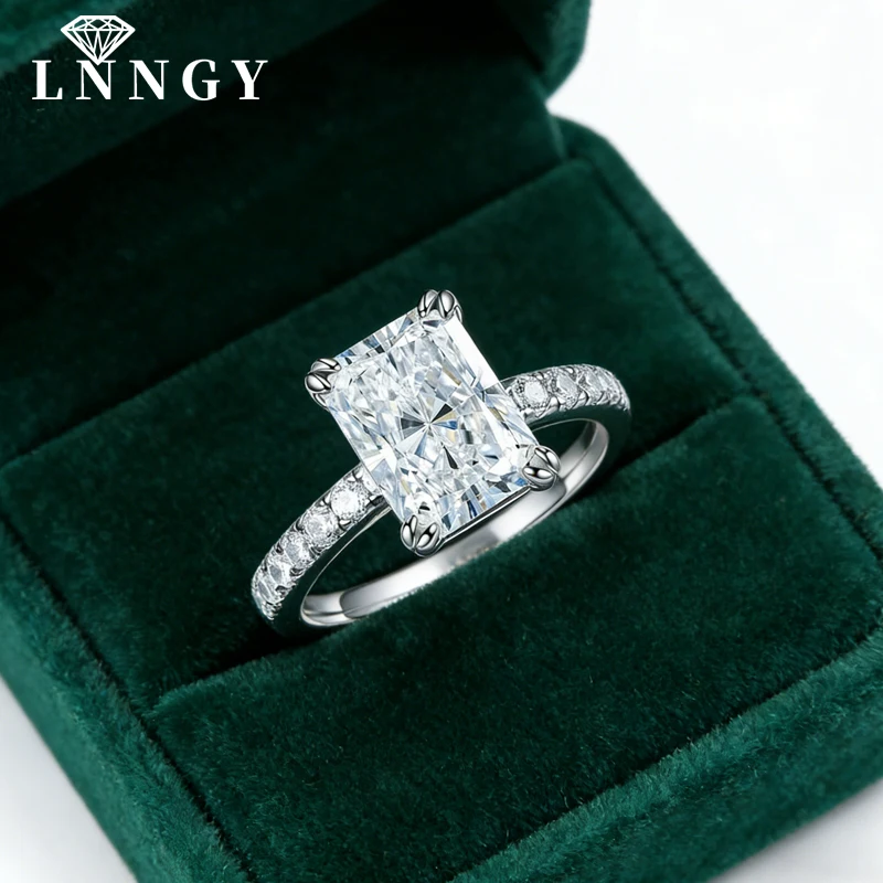 

Изысканное кольцо-солитер Lnngy с цирконием 7x9 мм, огранка «Радиант», для женщин и девушек, прозрачные циркониевые обручальные кольца, ювелирные аксессуары