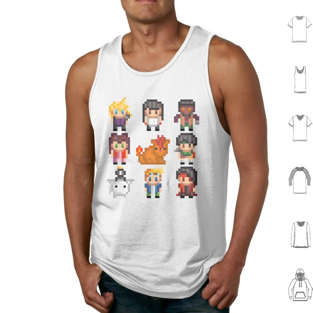 Ff7 Pixel Art Characters Tank Tops Print Cotton Final Fantasy 7 Vii Final Fantasy Vii Cloud Tifa Barret Vincent Red