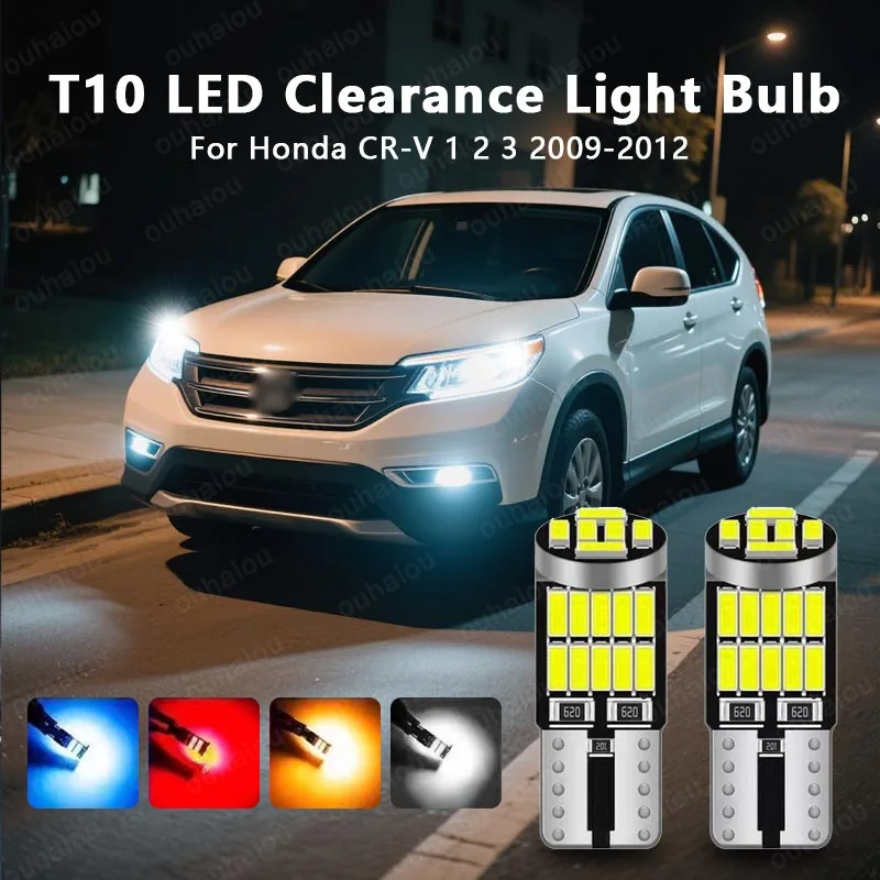 

2pcs For Honda CR-V 1/2/3 1995-2006 2007 2008 2009 2010 2011 2012 T10 W5W LED Clearance Side Marker Parking Lights Bulbs