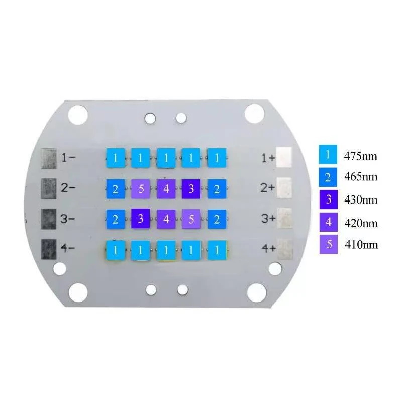 48W 4Channels Ultraviolet 410nm/420nm/430nm/465nm/475nm UV High Power Led Module