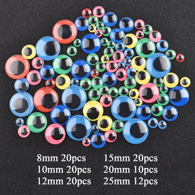 100-600pcs DIY Self-Adhesive Wiggly Googly Doll Eye Black White Movable Simulation Animal Eyeball Kindergarten Craft Supplies