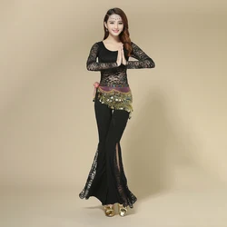 Belly Dance Top Long Trousers Set Sexy Women Suit Practice Clothes Performance Oriental Stage Costume Traje Danza Del Vientre