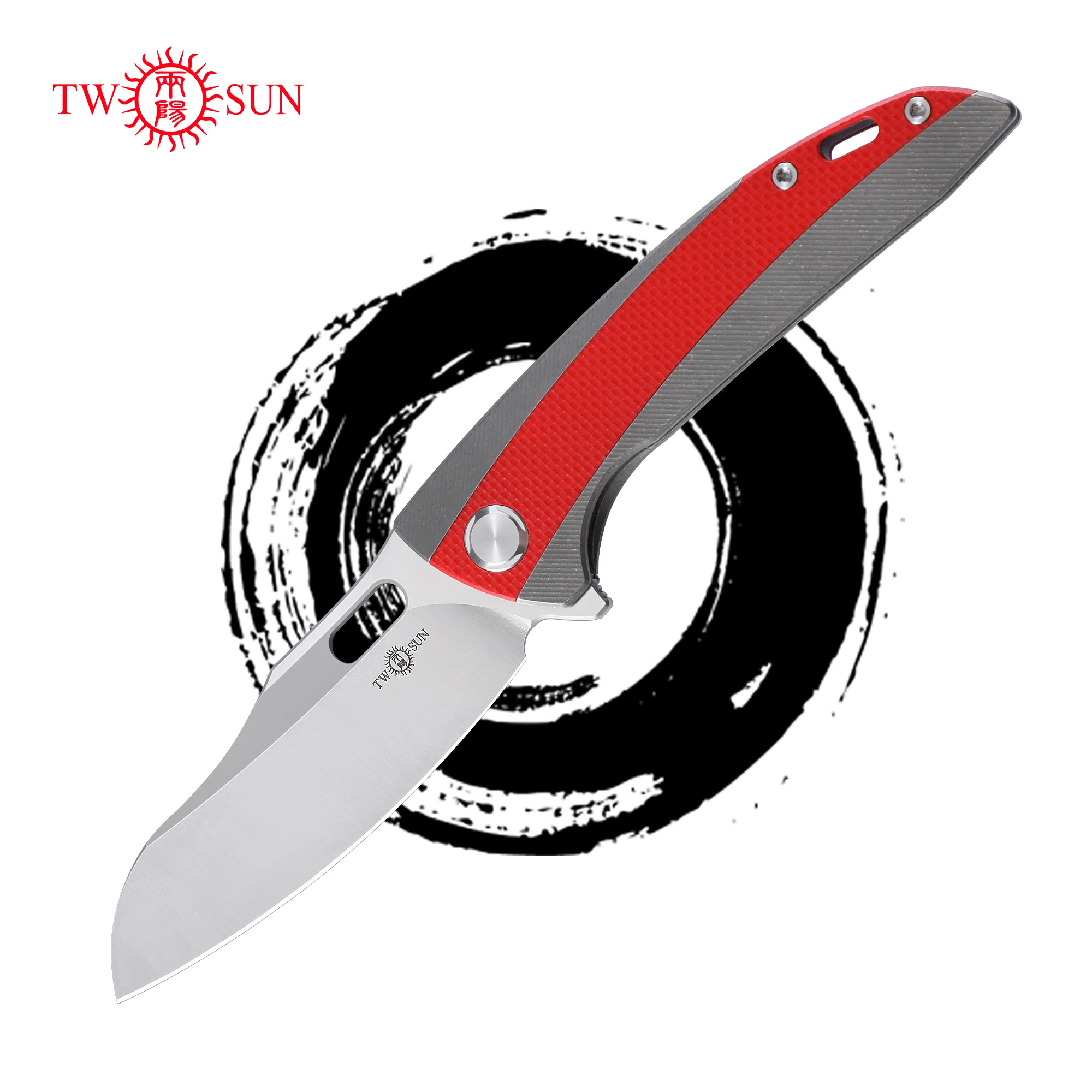 

TWOSUN TS432 Folding Knife Pocket EDC Titanium+G10 Handle K110 Steel Sheepsfoot Blade Flipper Rescue Outdoor Camping Survival