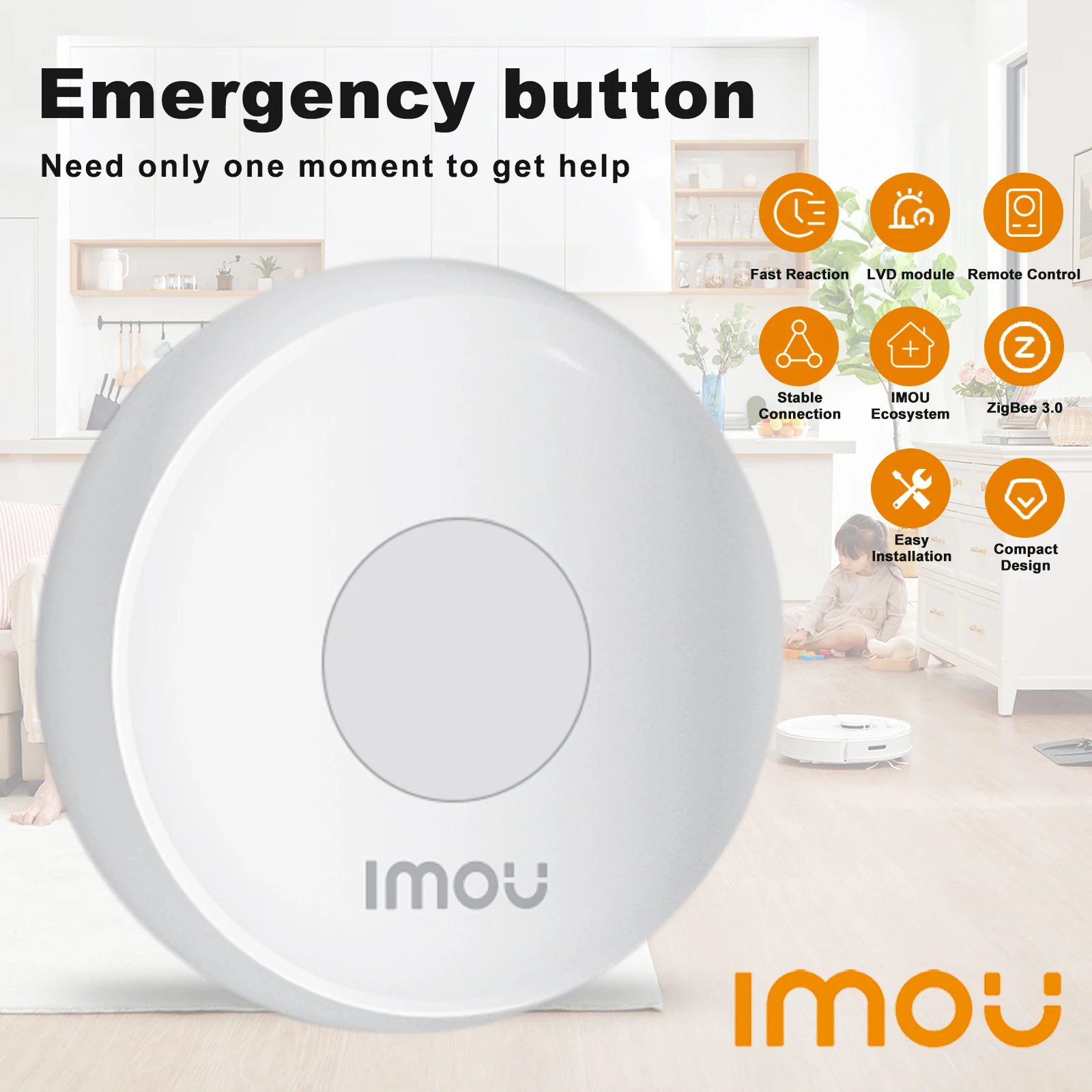 Imou Wireless Switch Smart Emergency Button Wifi Smart SOS Emergency Button System for Elderly/Patient/Kids/Pregrant APP Control