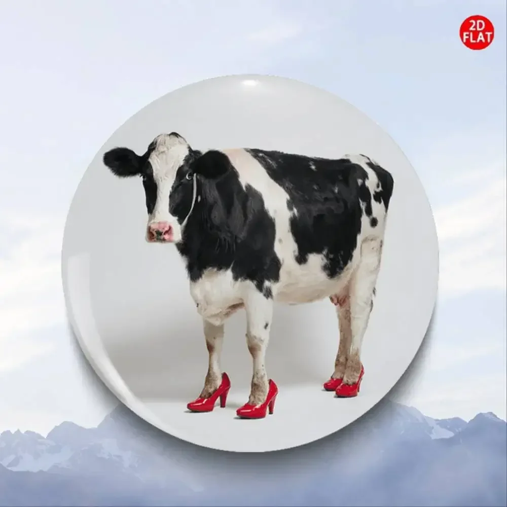 Stylish Cow In High Heels Brooch Pin Badge 2D Flat Suitable For Jeans Clothes