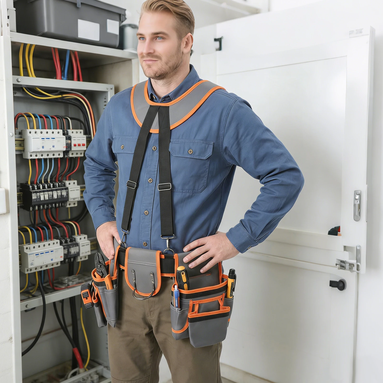 NEWEST Tool Belt with Suspenders, Electrician Tool Bag Suspenders, Framers Combo Apron Tool Belt, Construction Tool Pouch Suspenders, Heavy Duty Carpenter Suspension Rig