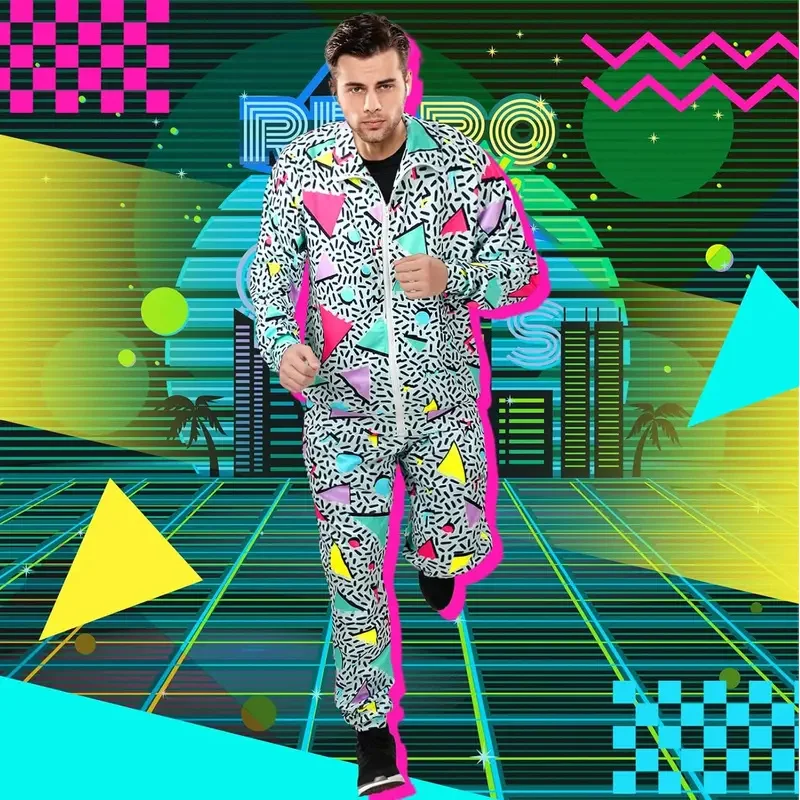 

CyMepase Ретро 80-х 90-х годов наряд для мужчин Спортивная одежда с боковой лентой Городская одежда Уличная одежда Повседневный спортивный костюм 90-х годов с длинными рукавами для бега