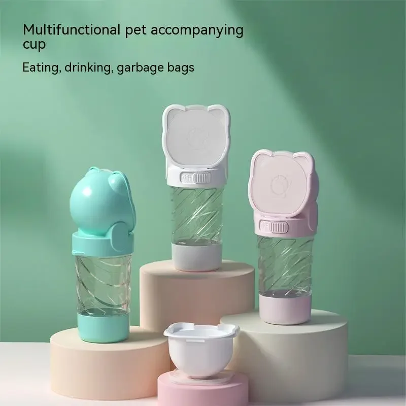 Dog Outing Water Cup Bottle Portable Cup Walking Dog Water Bottle Pet Drinking Water Feeding Food Waste Dag integrated Cup