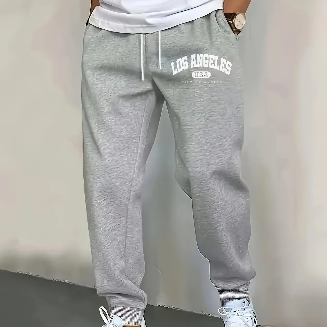 Herren Herbst-Winter Jogginghose mit Kalifornien-Print, lockere Freizeithose für Zuhause, Outdoor, Reisen, Laufen, Sport und Alltag. – Detail 5