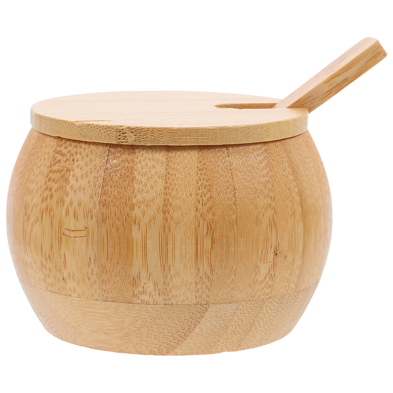 

Bamboo Seasoning Jar Bamboo Salt Sugar Pepper Container with Lid and Spoon Creative Kitchen Spice Box for Countertop