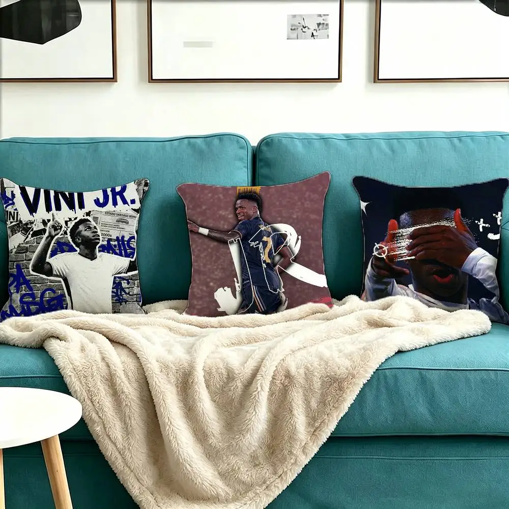 Brazil Vinicius Junior V-Vini Pillow Case Square Double-Sided Sofa Cushion Cover Bedroom Bedside Pillow