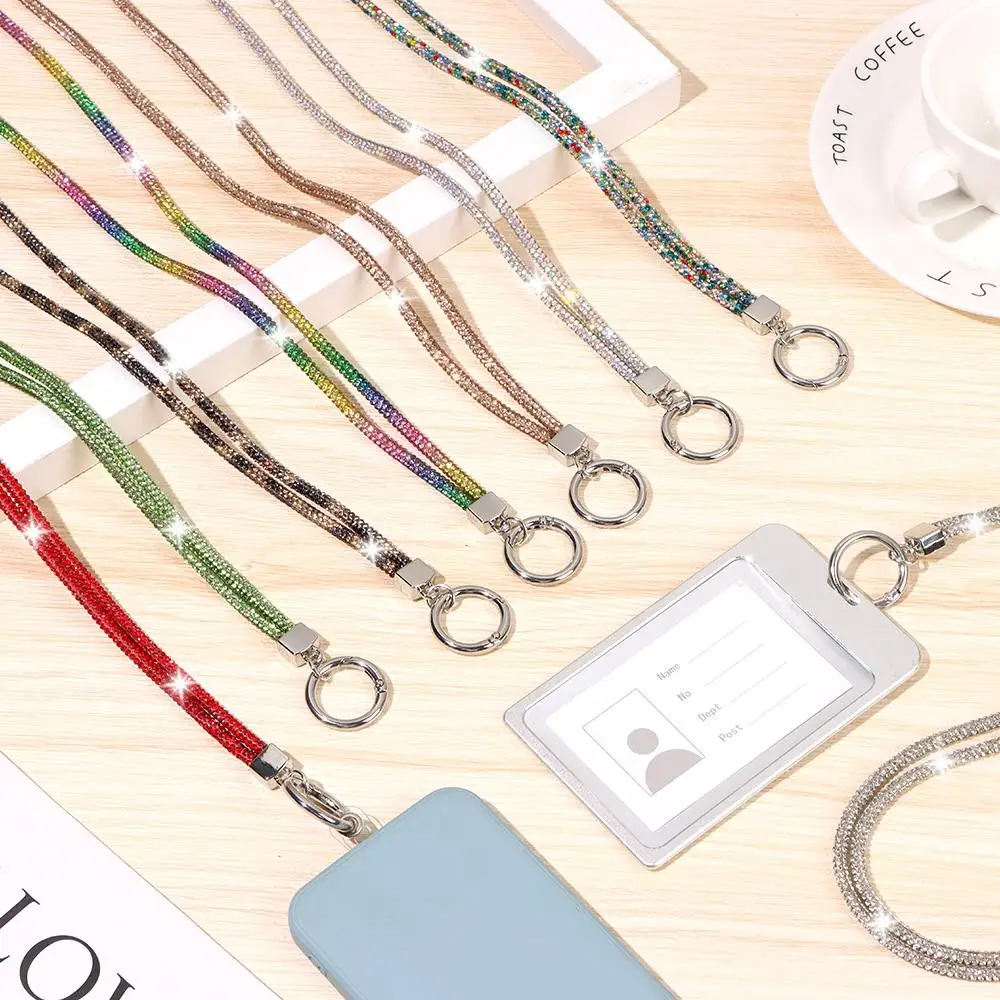 Fashion Bling Bling Keychain Hanging Cord Crystal Anti-lost Rope Rhinestone Phone Lanyard Chain Straps