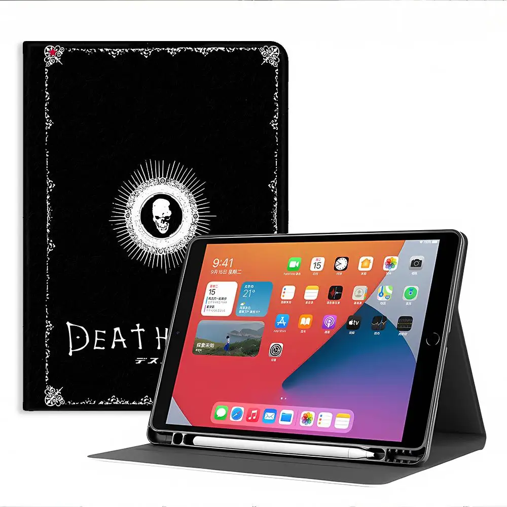 with Pencil Slot Case for Apple iPad 10th 7/8/9th Pro11 13 Air 11 13 M4 M3 M2 A16 2026 Air 4/5/6th Anime DEATH NOTE Dark