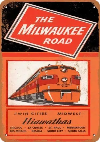Aluminum Metal Novelty Sign 8x12,16x12in1955 Milwaukee Road Hiawathas,Tin Signs Printed Easy to Mount Weather Resistant Long Las