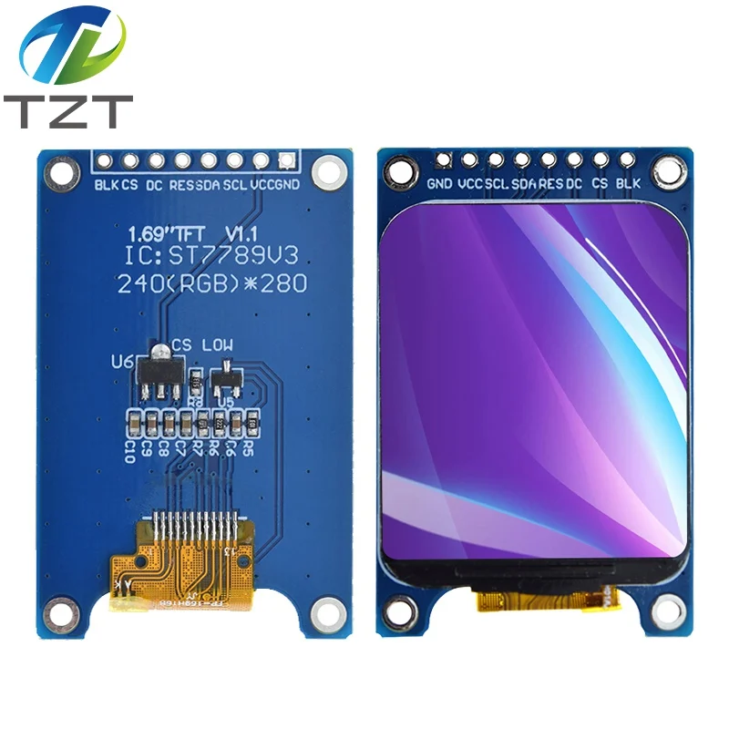 1,69 cala 1,69 "kolorowy moduł wyświetlacza TFT HD IPS LCD LED ekran 240X280 interfejs SPI ST7789 kontroler dla Arduino