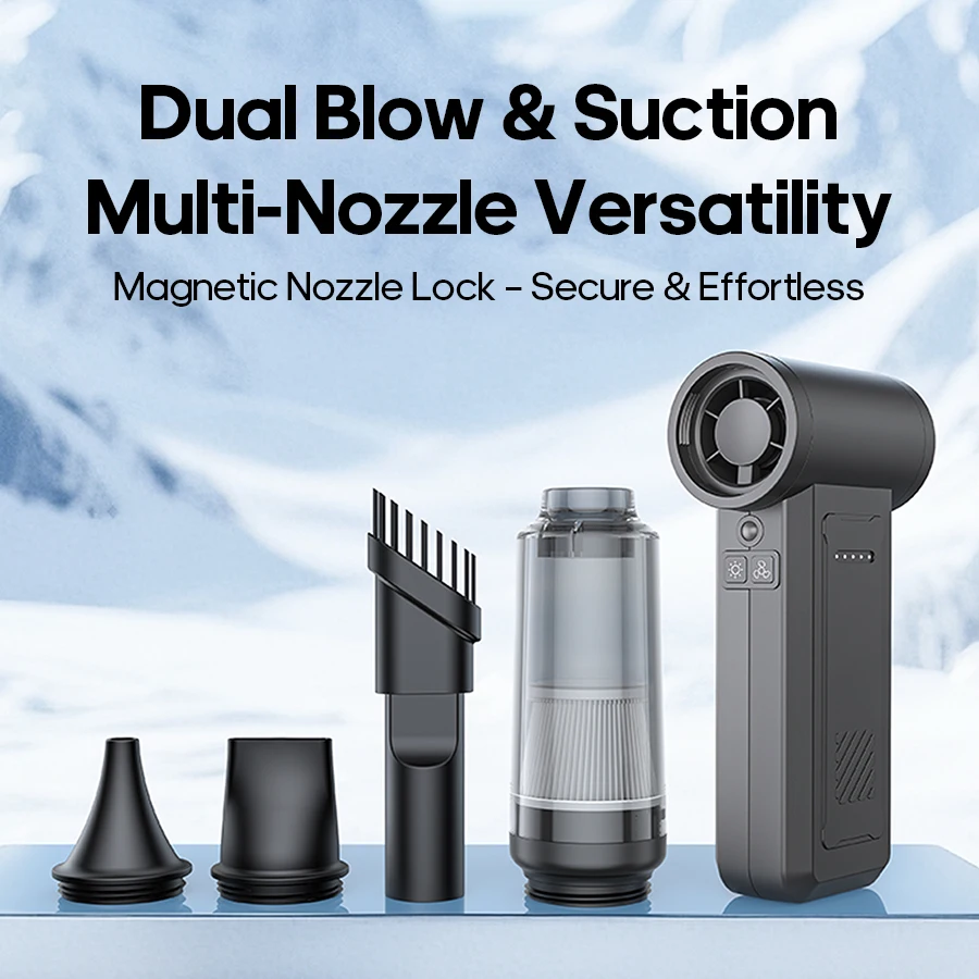 مروحة توربو عنيفة محرك كهربائي مروحة تبريد منفاخ هواء منظف سيارة محمول 8000 مللي أمبير قابل لإعادة الشحن مروحة محمولة للتهوية