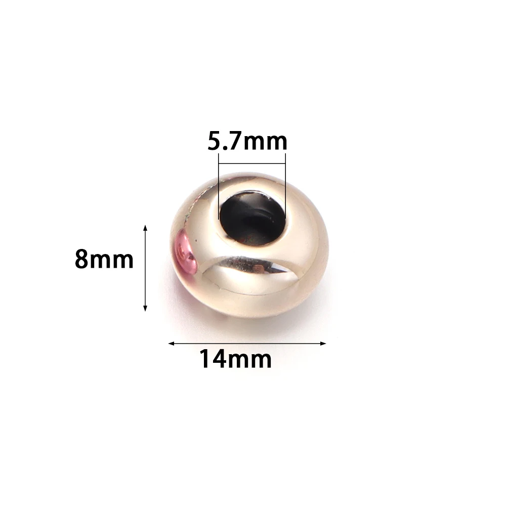 30 Stück/Set Metallfarbene Acrylperlen mit Großem Loch, Runde Lose Abstandsperlen für DIY-Schmuckherstellung, Armband- und Halskettenzubehör – Detail 1