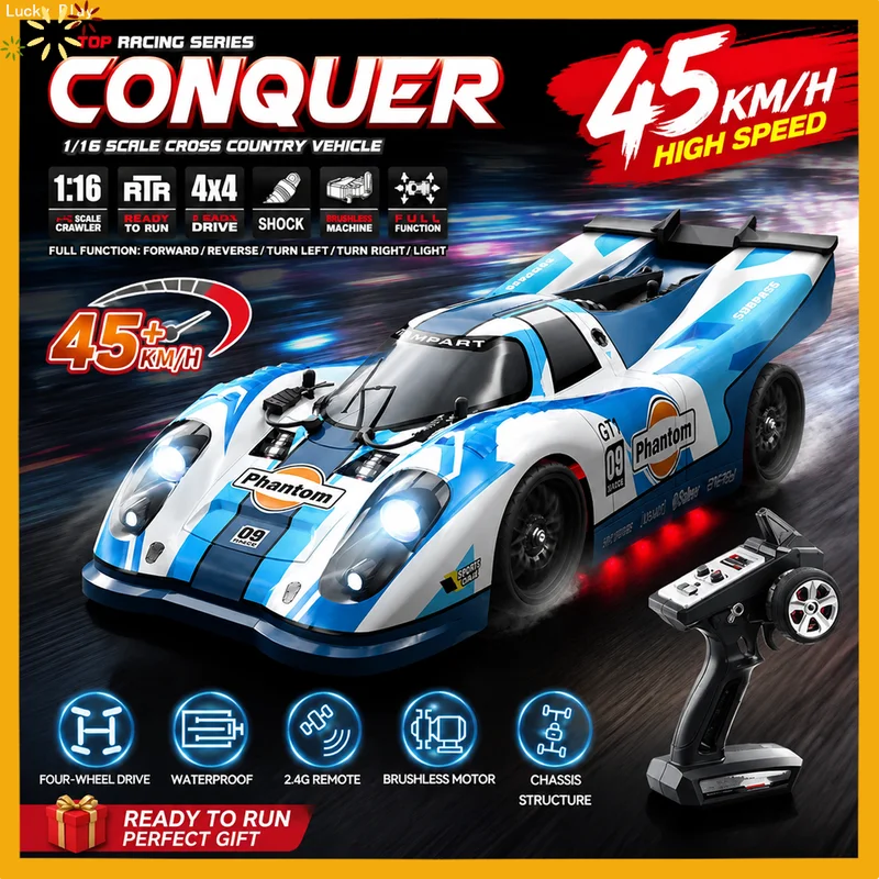 Luckyplay 1:16 Rc Car 2.4g 4wd 45km H High Speed Brushless Drift Racing Remote Control Off Road Supercar Vehicle