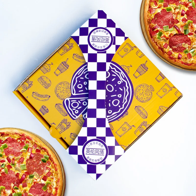 Customized Manufacturer Disposable Pizza Boxes 8 9 10 12inch Three-Layer Thickened Food Grade Pizza Original Design