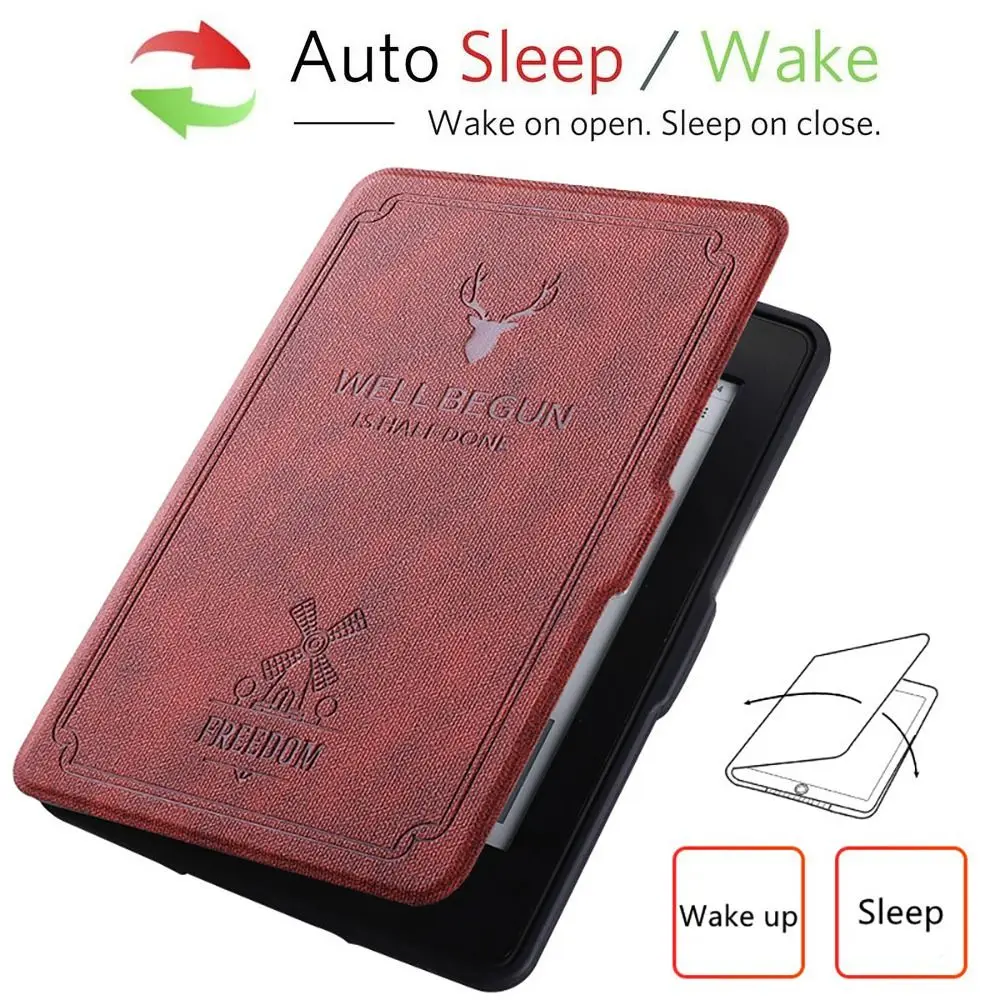 Funda inteligente de cuero PU para lector electrónico, carcasa protectora a prueba de golpes DP75SDI, Auto Sleep/Wake para Kindle Paperwhite 1/2/3, 6 pulgadas