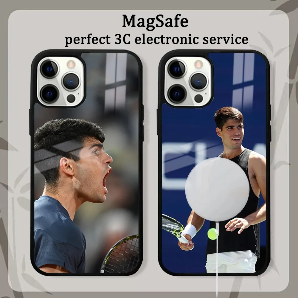 

C-Carlos A-Alcaraz-Us Open Plays Backhand Phone Case For iPhone 15 14 13 12 11 Pro Max Plus Mini Mirror Magnetic Cover