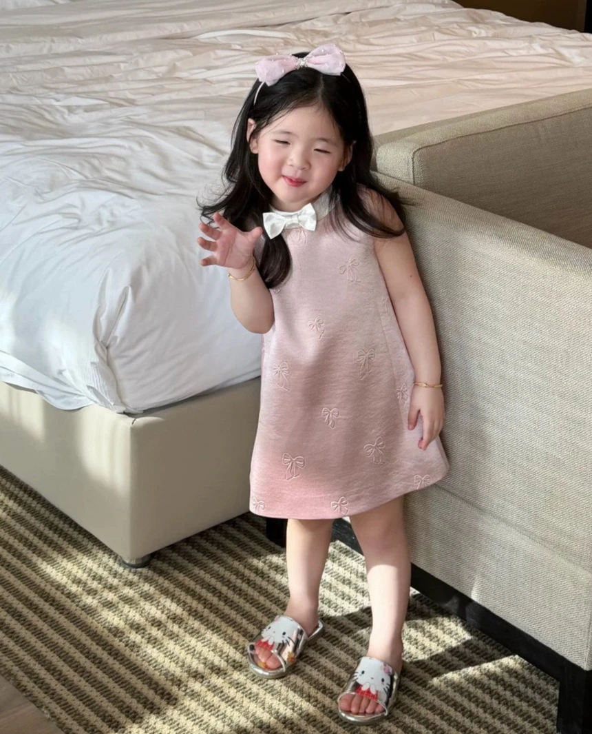Girls Bow Dress Small Fragrant Style Girls Vest Dress Princess Dress Fashionable and Stylish