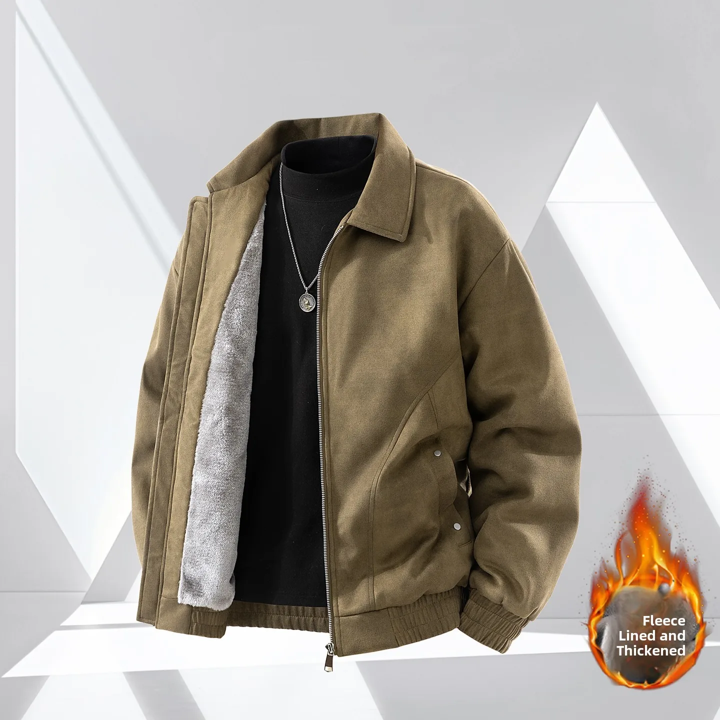 

Anyu Мужское замшевое пальто Thi American Sle, зимнее пальто, винтажное мраморное свободное пальто, длинное повседневное пальто на молнии све