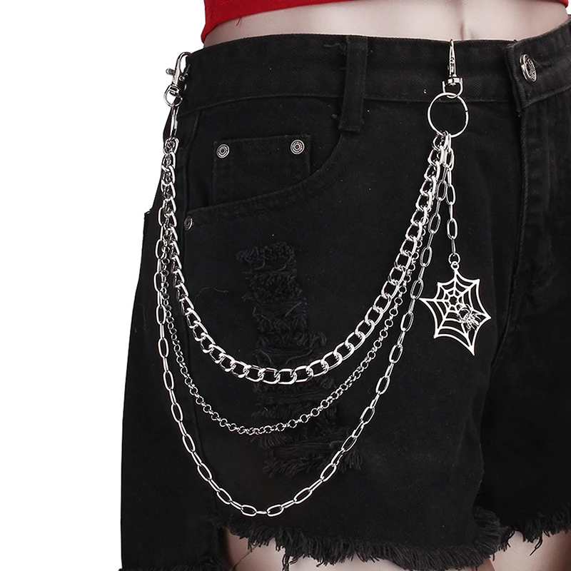 Mode Punk Metal Broek Ketting Hiphop Taille Ketting Spinnenweb Hanger Jeans Ketting Voor Mannen Vrouwen Accessoires Geschenken