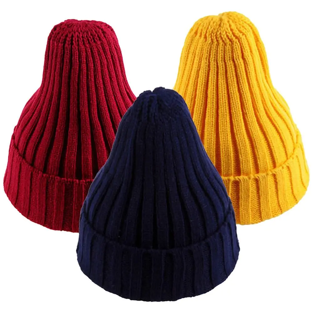 Fashion Warm Beanie Solid Color Knitted Hip Hop Cap Soft Bonnet Women Men