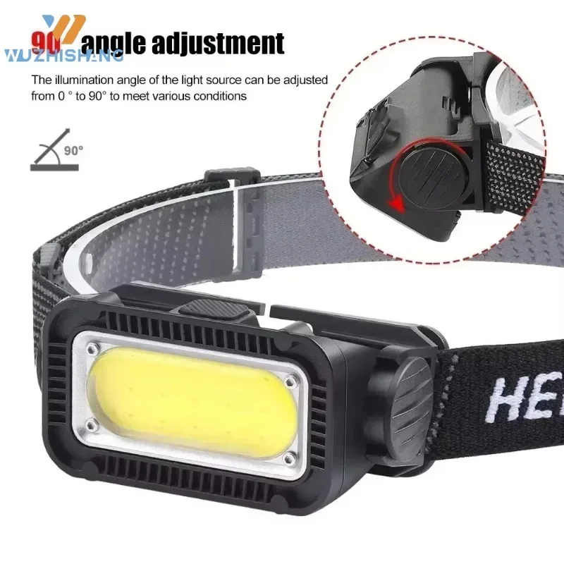 Camping COB Headlamp Type C Rechargeable 18650 Battery Waterproof Technology Adjustable Headband Professional Lighting System