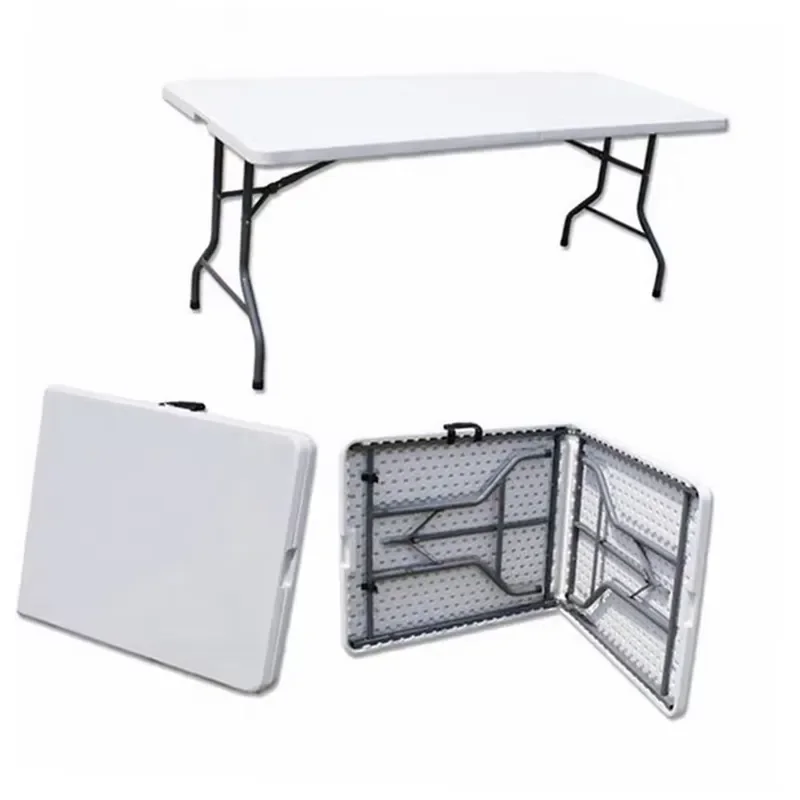 for Wedding 6ft Folding Plastic Table and Chair Set Restaurant Banquet Event Portable Round Dining Table