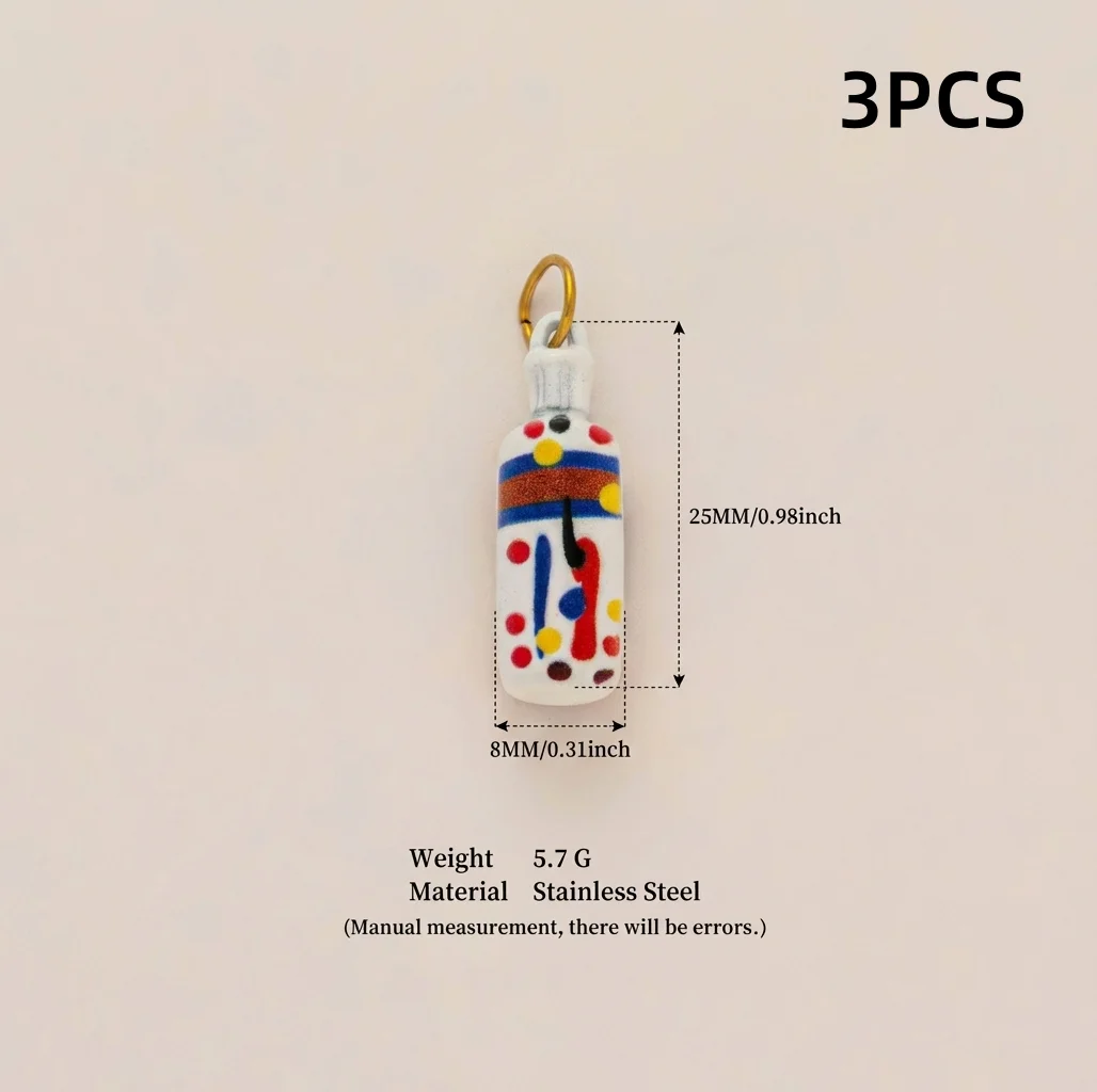 3 Stück einfache neue Donut-Pizza-Anhänger aus 316er Edelstahl, wasserdicht, farbbeständig, DIY-Anhänger für Schmuck. – Detail 4