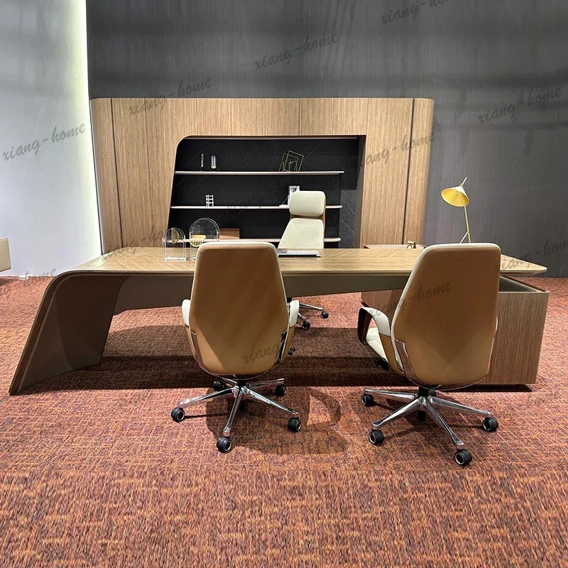 FG Brown Wood Executive Office Desk Designer Strong Luxury Modern Executive Office Desk Cheap Drawers Scrivania Mesa Office