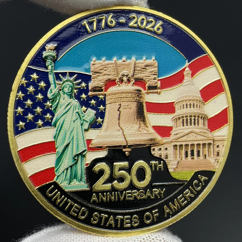 

US 250th Anniversary Coin Collection 1776-2026 Commemorative Coin Statue of Liberty/Liberty Bell Patriotic Emblem in Capsule