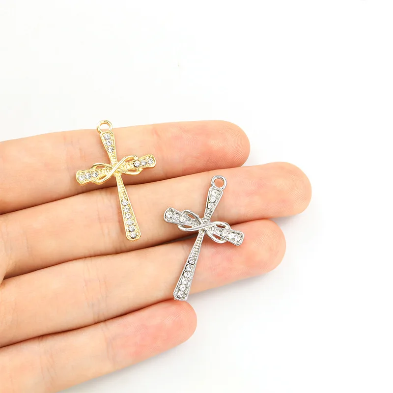 

100PC/lot cross Pendant Charm crystal dangle charms Alloy accessories Fit For DIY Bracelet Necklace keychain jewelrys making