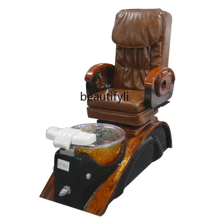 

xz1Electric Foot Massage Foot-Washing Pedicure Chair Retro Couch Reclining Foot Bath Spa Stool Manicure Bed Massage Chair