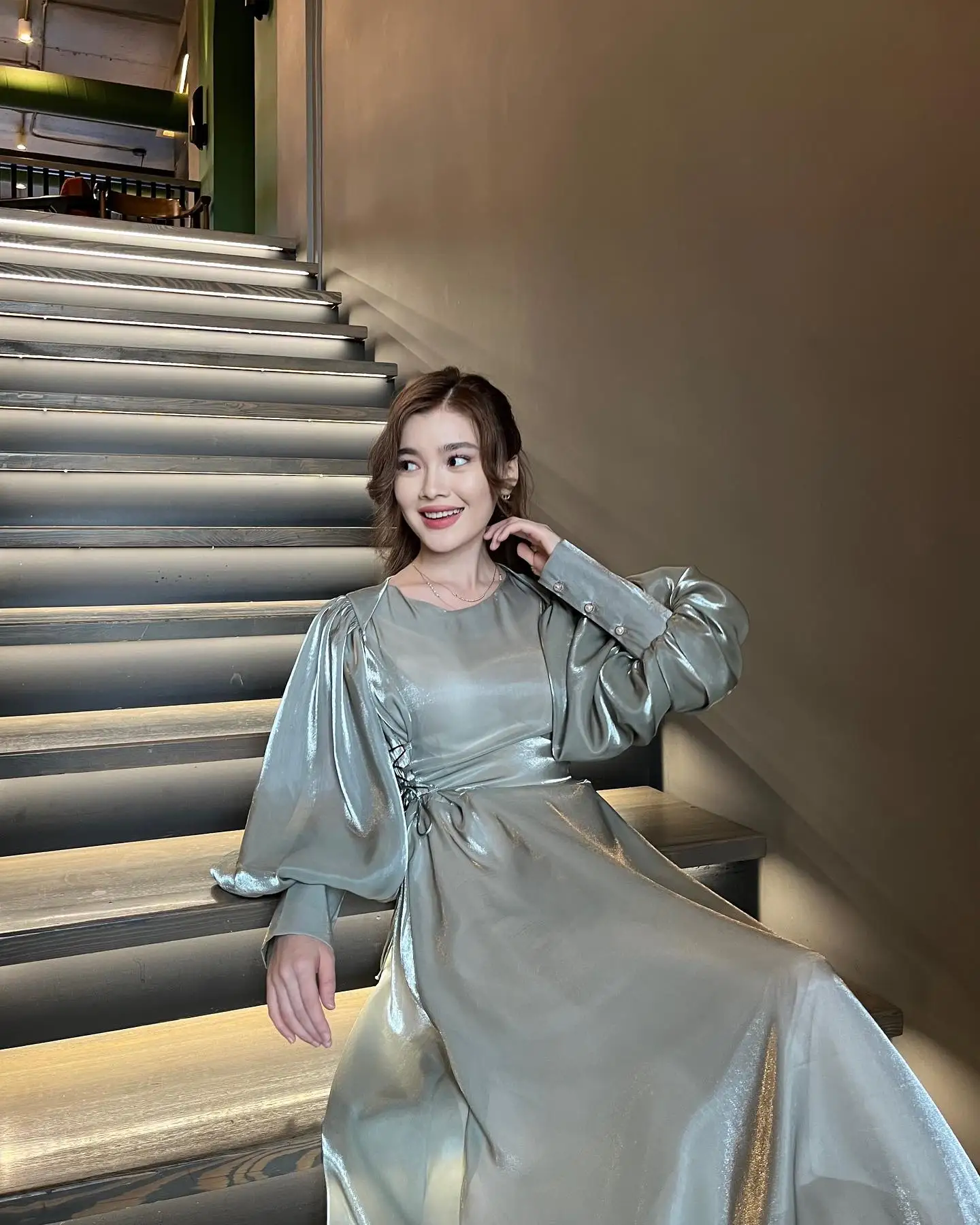 O-Neck Korea Garden Evening Dresses Long Puffy Sleeves Formal 프롬드레스 Customized Elegant Prom Growns Party Women Bride