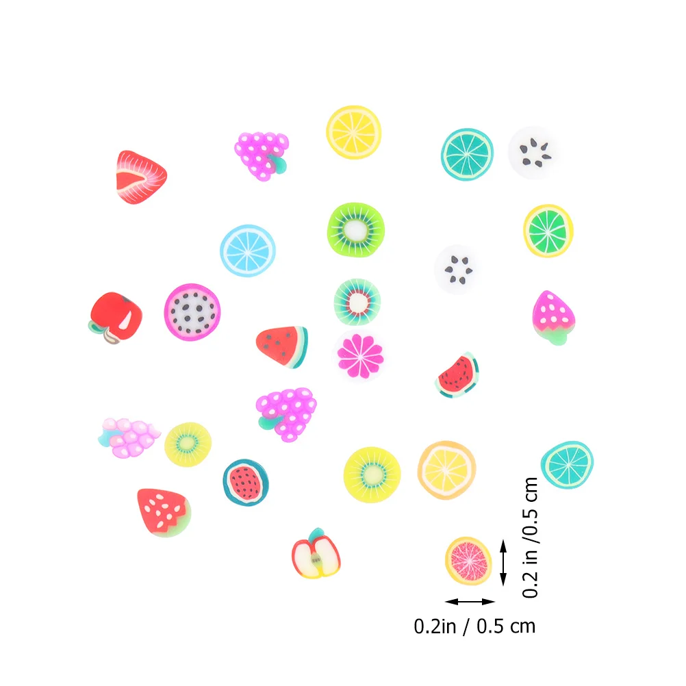 2000 قطعة شريحة الفاكهة مسمار ملصق الطين آمنة ملونة مختلطة الفواكه البطيخ البرتقال الفراولة لتقوم بها بنفسك مسمار شريحة الفاكهة