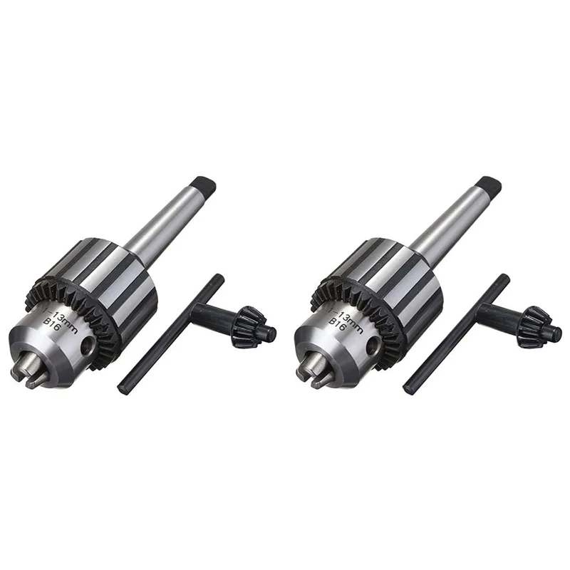 A88E-2X Chuck Bor Tugas Berat Kapasitas 1/2 Inci dengan Tempat Alat MT2 Morse Taper 2 dan Kunci K32 (MT2-B16 -13Mm)